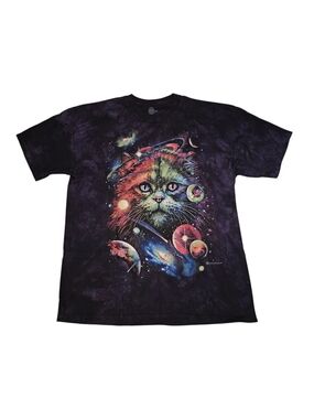 The Mountain Multicolor Space Cat Graphic T-Shirt - Black